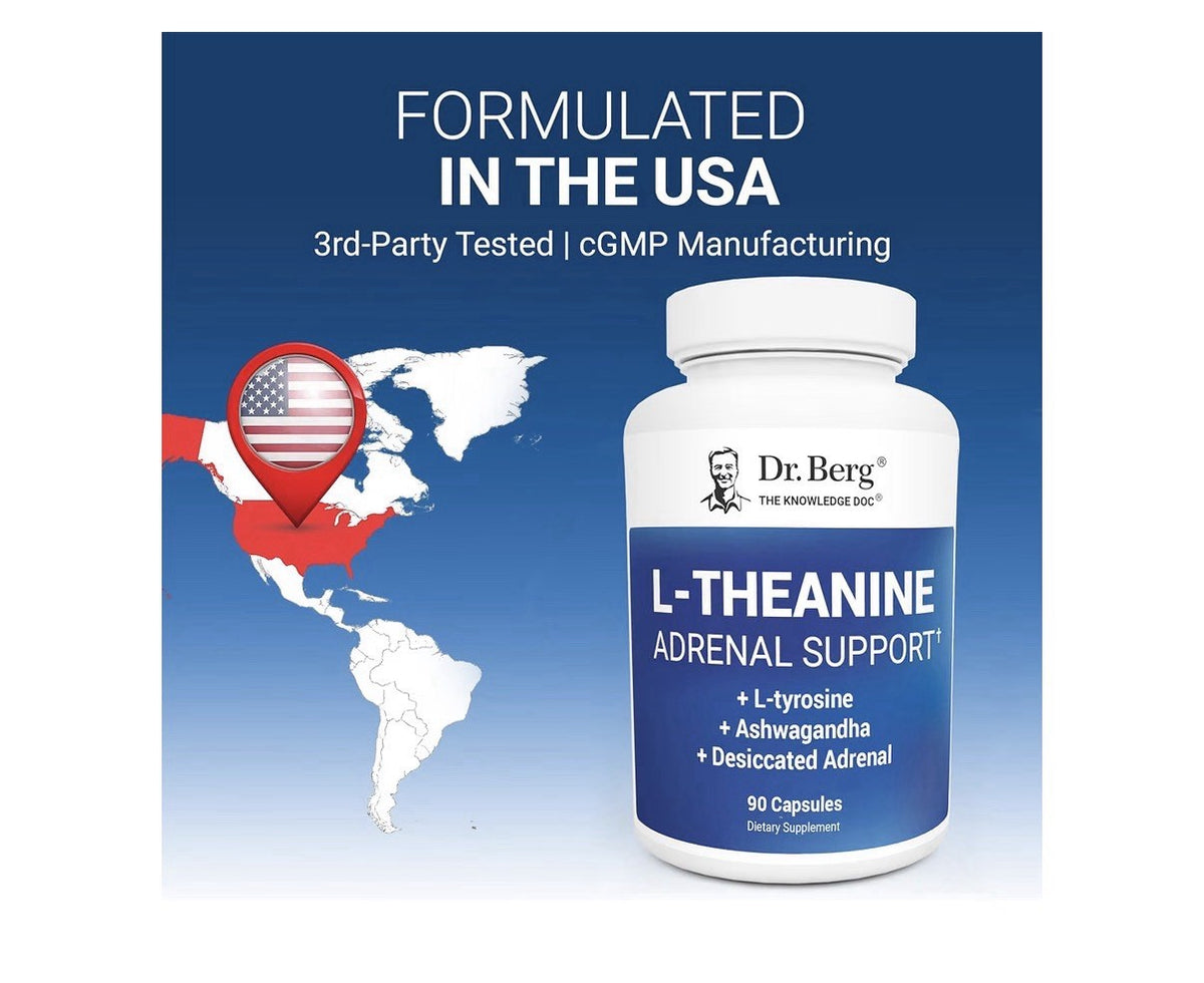 Dr. Berg L-Theanine Adrenal Support + L-Tyrosine + Ashwagandha 90 Capsules