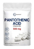 Micro Ingredients Pantothenic Acid Vitamin B5 500 mg Per Serving 365 Capsules