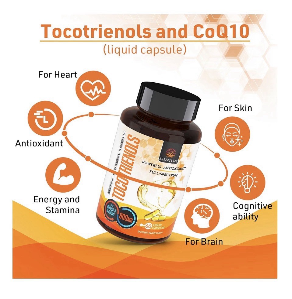 2 Packs Kroppssund Tocotrienols 800mg Supplement Rich in Vitamin E Antioxidant