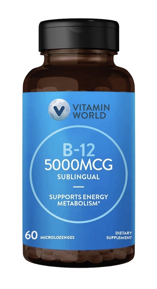 Vitamin World Vitamin B-12 5000 mcg Sublingual Energy Support 60 Microlozenges