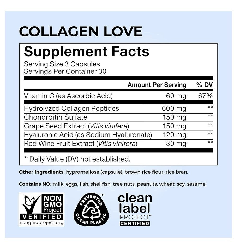 HUM Collagen Love Skin Supplement Skin Elasticity & Firmness Women & Men 90 Caps