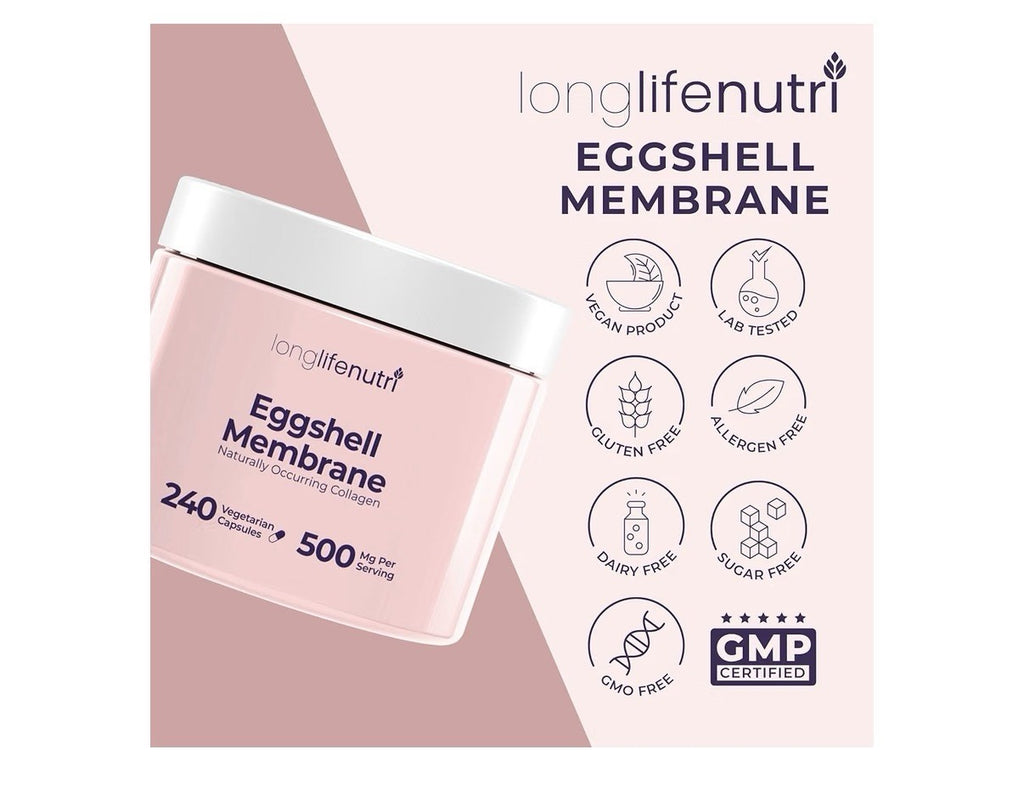 LongLifeNutri Eggshell Membrane 500mg Per Serving Joint Function Comfort 240Caps