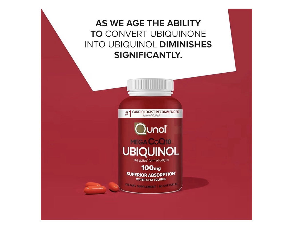 2 Pack Qunol Mega CoQ10 Ubiquinol 100mg Coenzyme Q10 Antioxidant Heart Health