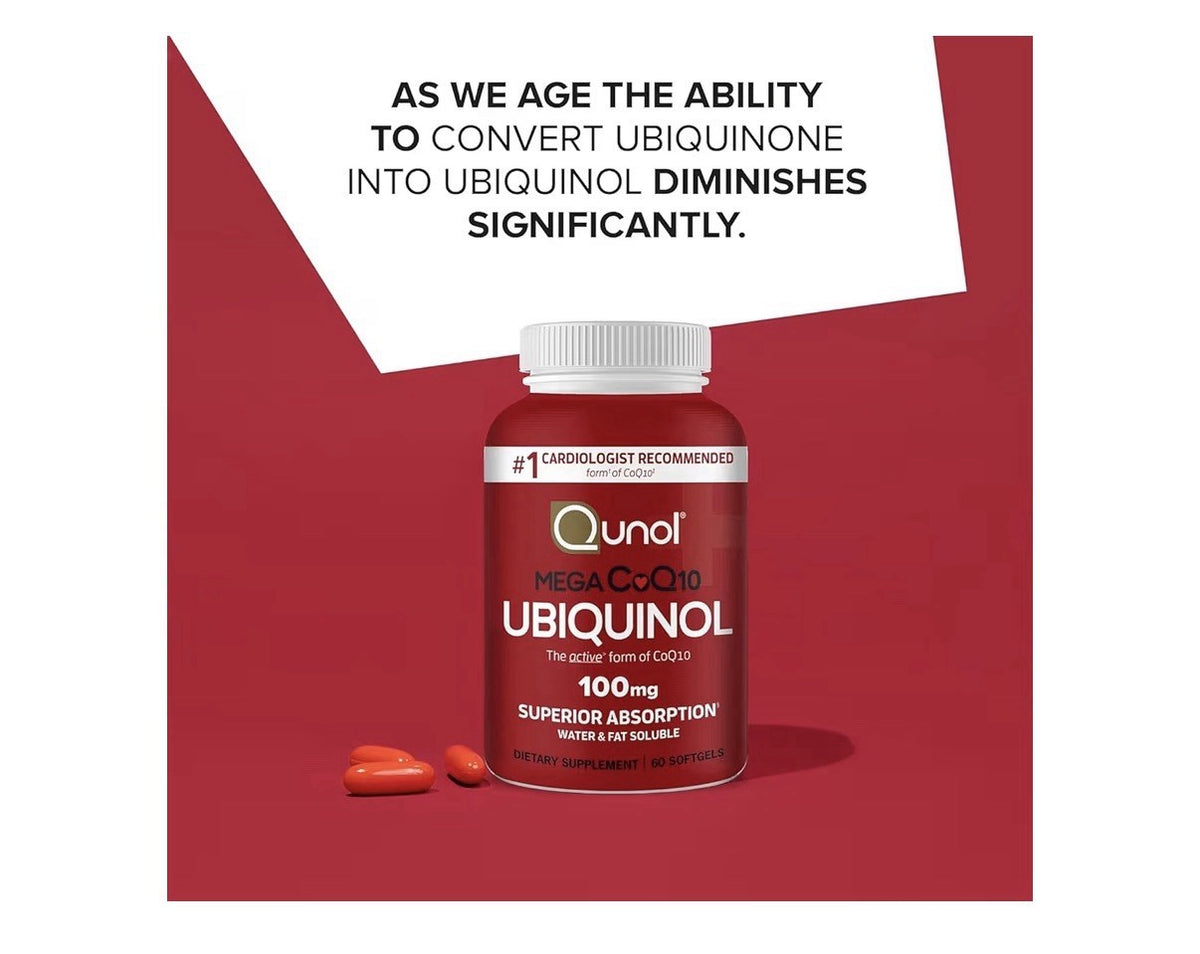 2 Pack Qunol Mega CoQ10 Ubiquinol 100mg Coenzyme Q10 Antioxidant Heart Health