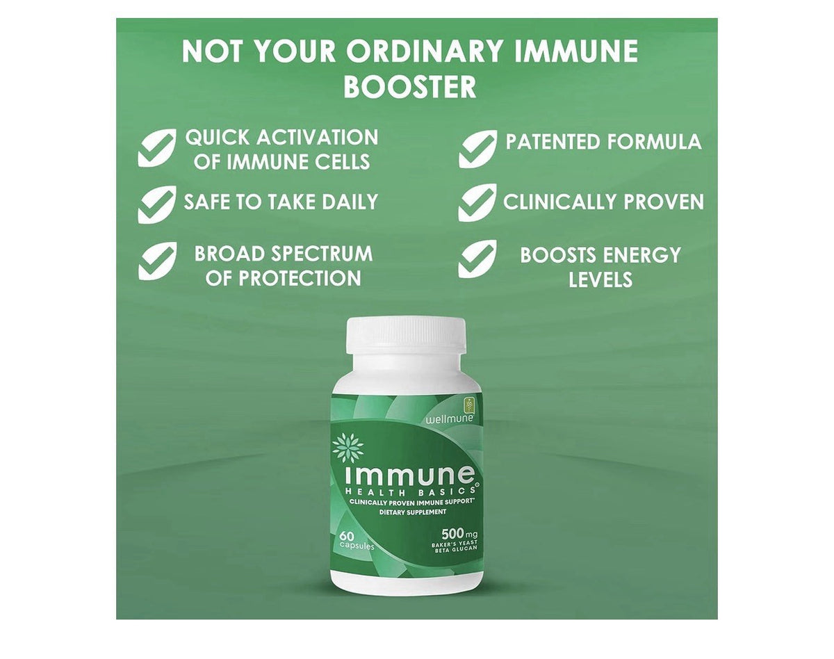 Immune Health Basics Wellmune Immune Support 500mg Beta Glucan Supplement 60caps