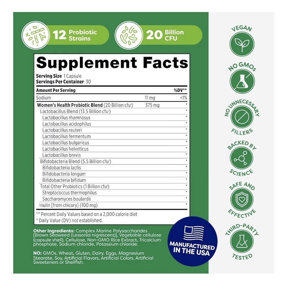 Probulin Womens Probiotic + Prebiotics Urinary Tract & Vaginal Health 30Capsules