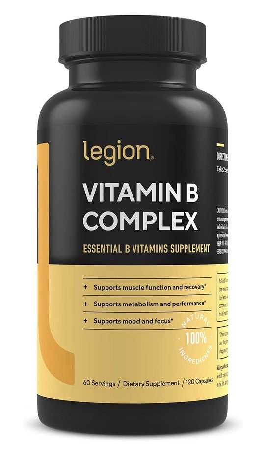 LEGION Vitamin B Complex Muscle Recovery Metabolism Mood Focus Support 120 Caps