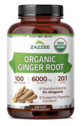 Zazzee Ginger Root 5% Gingerols Support Digestive Comfort 3+ Month Supply 100cap