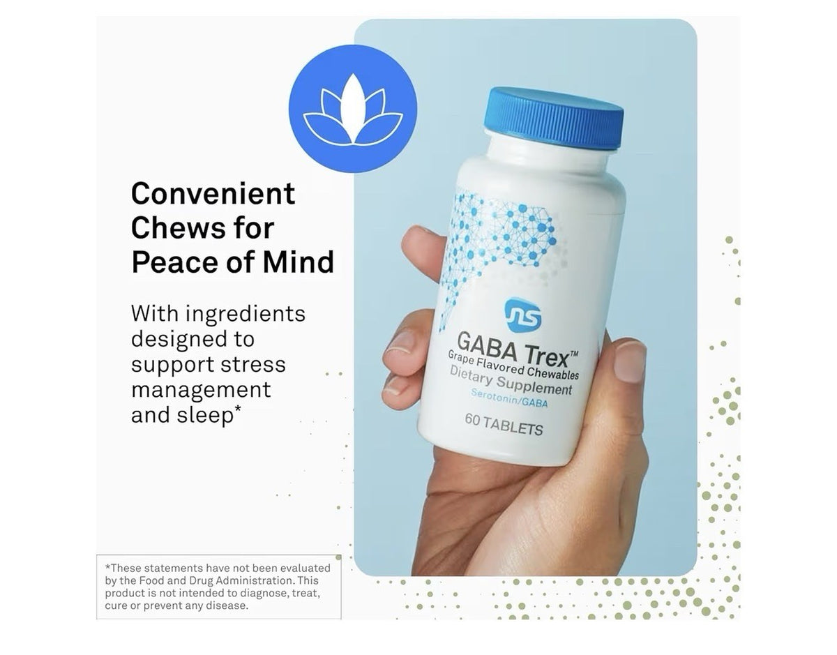 Neuroscience GABA Trex Grape Flavored Chewables Calm Aid Stress Support 60Tablet
