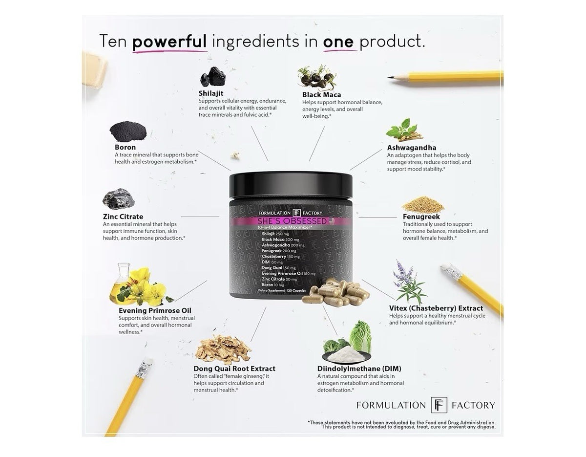 Formulation Factory She's Obsessed Hormonal Balance Support for Women 120capsule