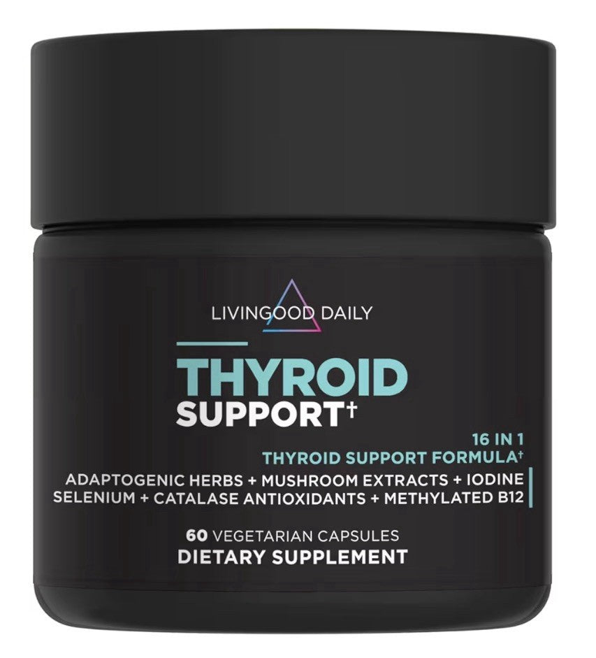 Livingood Daily Thyroid Support Supplement 16-in-1 Wellness Blend 60 Capsules