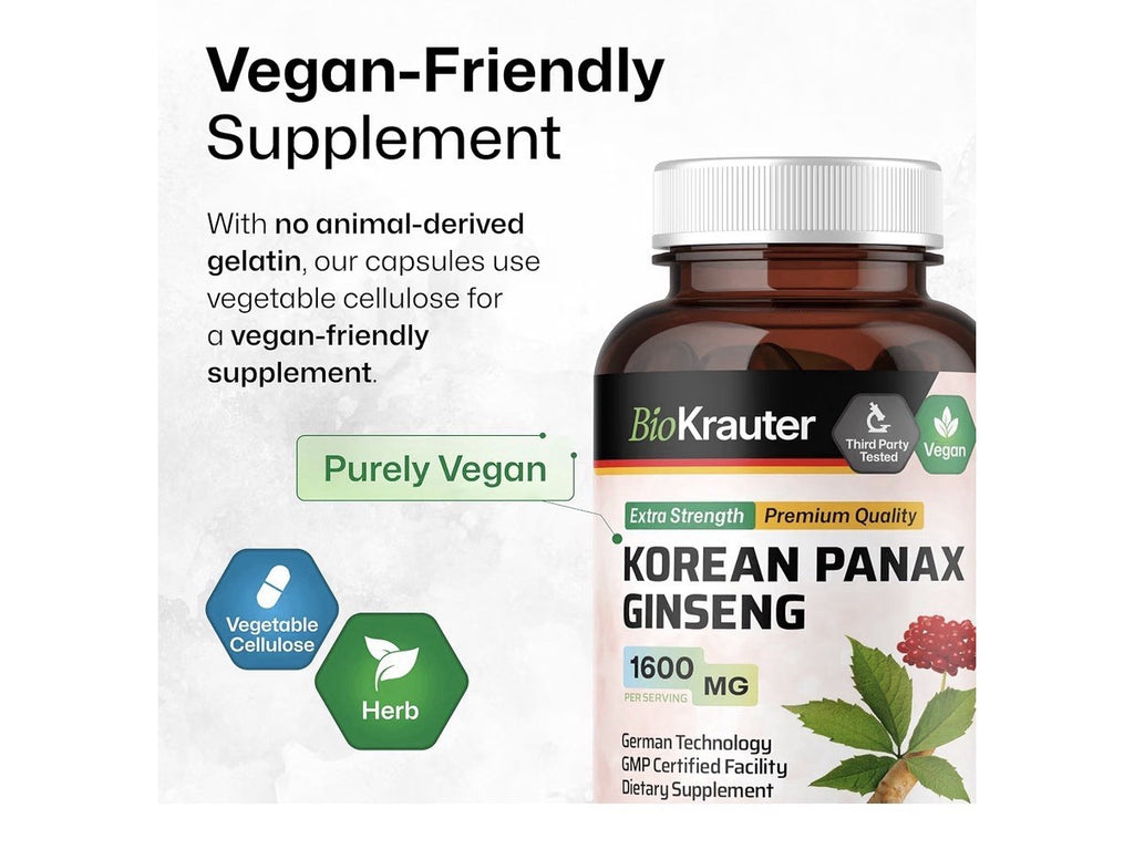 BIO KRAUTER Korean Panax Ginseng Focus Energy Performance Support 100 Capsules