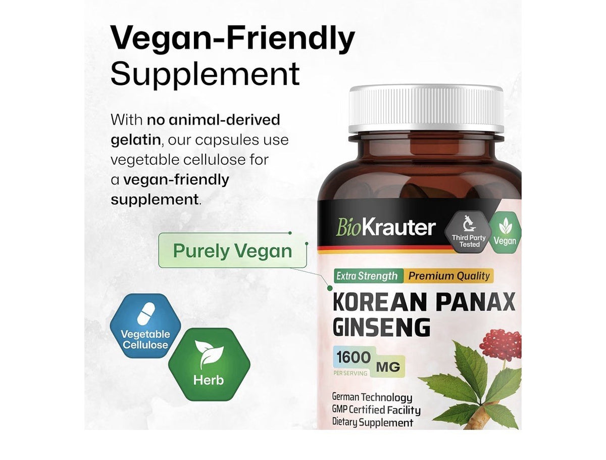 BIO KRAUTER Korean Panax Ginseng Focus Energy Performance Support 100 Capsules