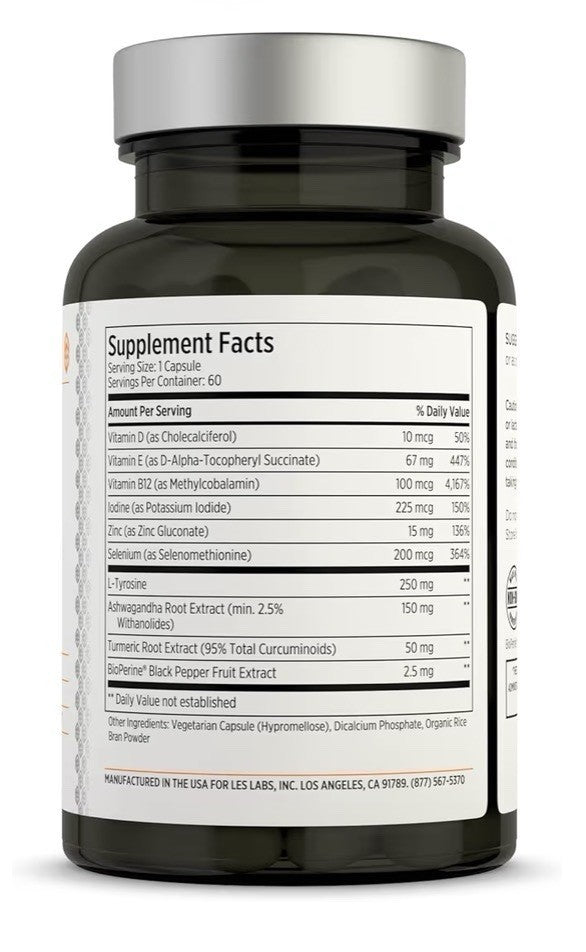 LES Labs Thyroid Support Metabolic Health Thyroid Hormone Focus Energy 60capsule