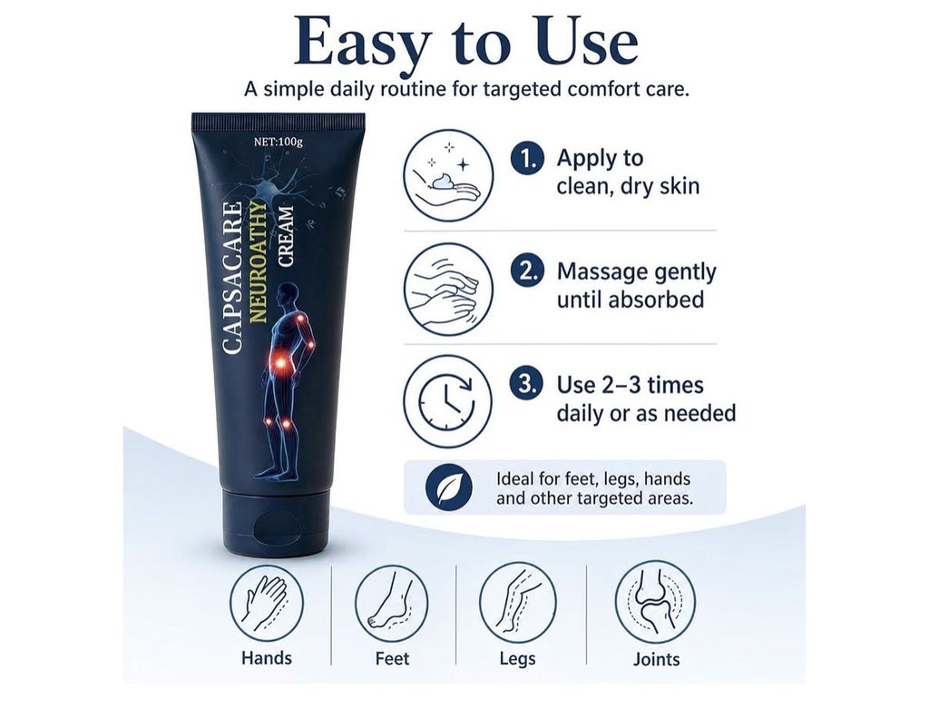Capsaicin Neuropathy Relief Cream Feet Hands Joints Muscles with Capsaicin 100g