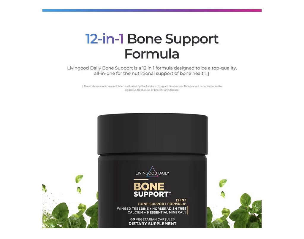 Livingood Daily Bone Support Calcium Supplement for Women and Men 60 Capsules