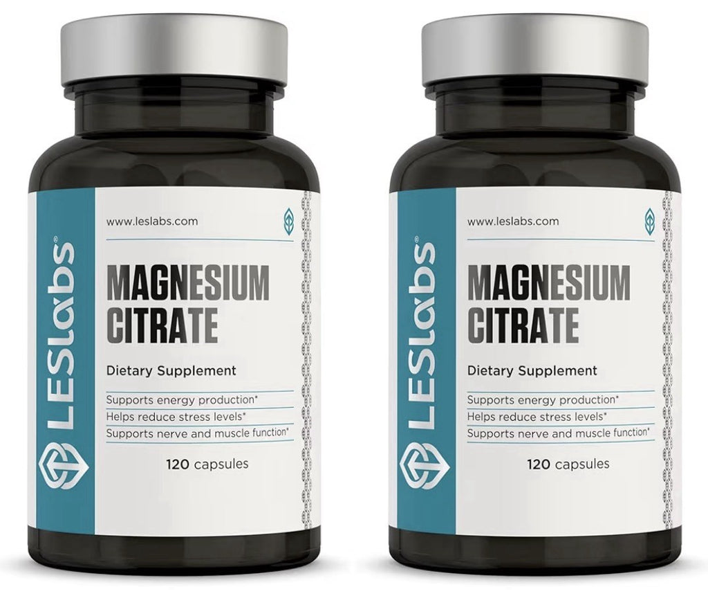 2 Packs LES Labs Magnesium Citrate Stress Relief Restful Sleep Heart Metabolism