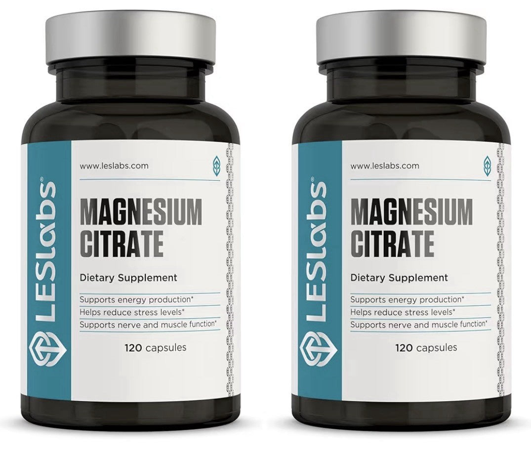 2 Packs LES Labs Magnesium Citrate Stress Relief Restful Sleep Heart Metabolism