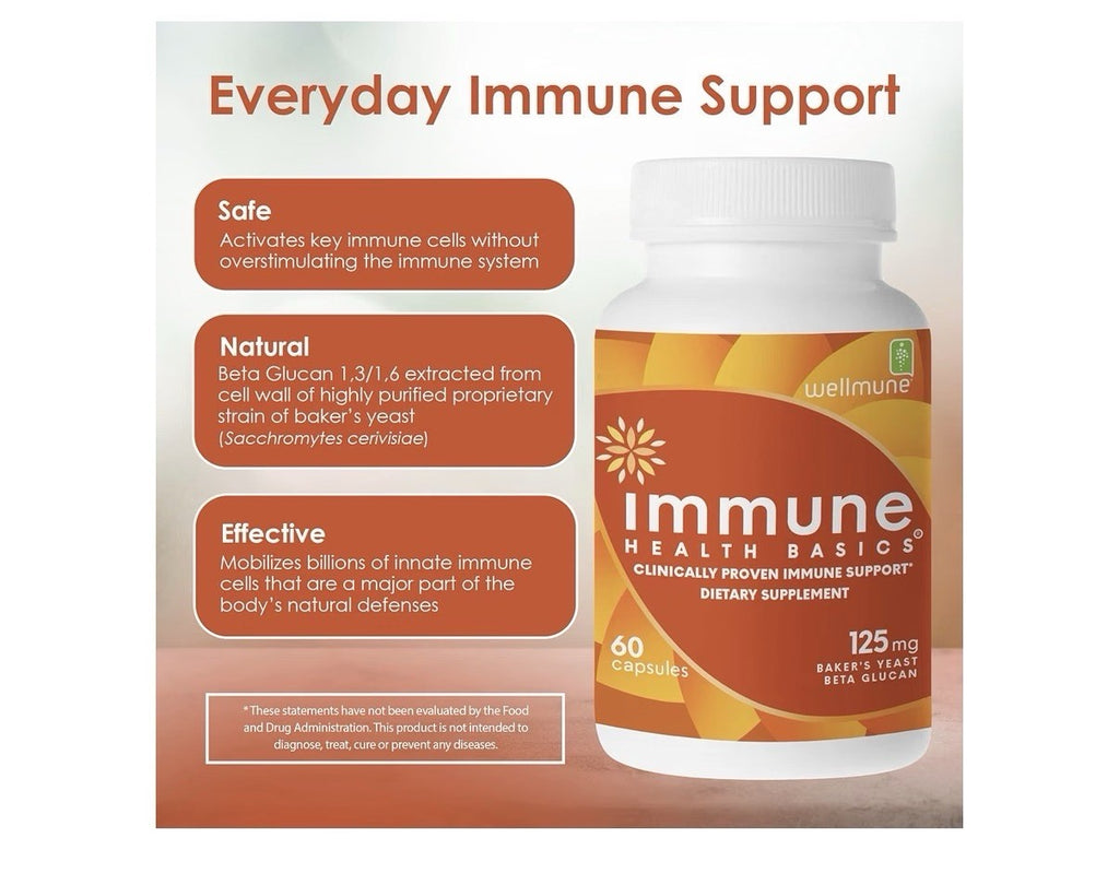 Immune Health Basics Wellmune Immune Support 125mg Beta Glucan Supplement 60caps