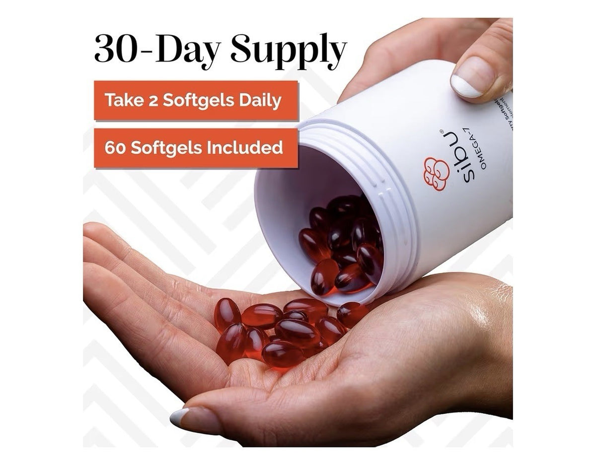 sibu Omega-7 Sea Buckthorn For Healthy Skin Hair Nails Dryness 60 Softgels