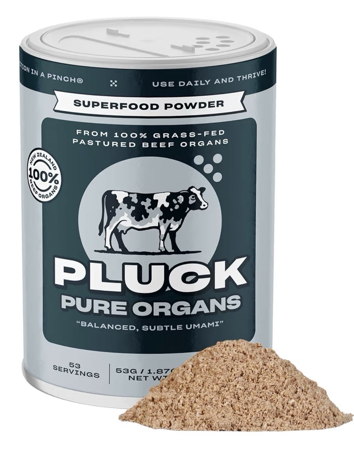 Pluck Pure Organ Beef Powder Grass-Fed Pastured Beef Organs 53 Servings