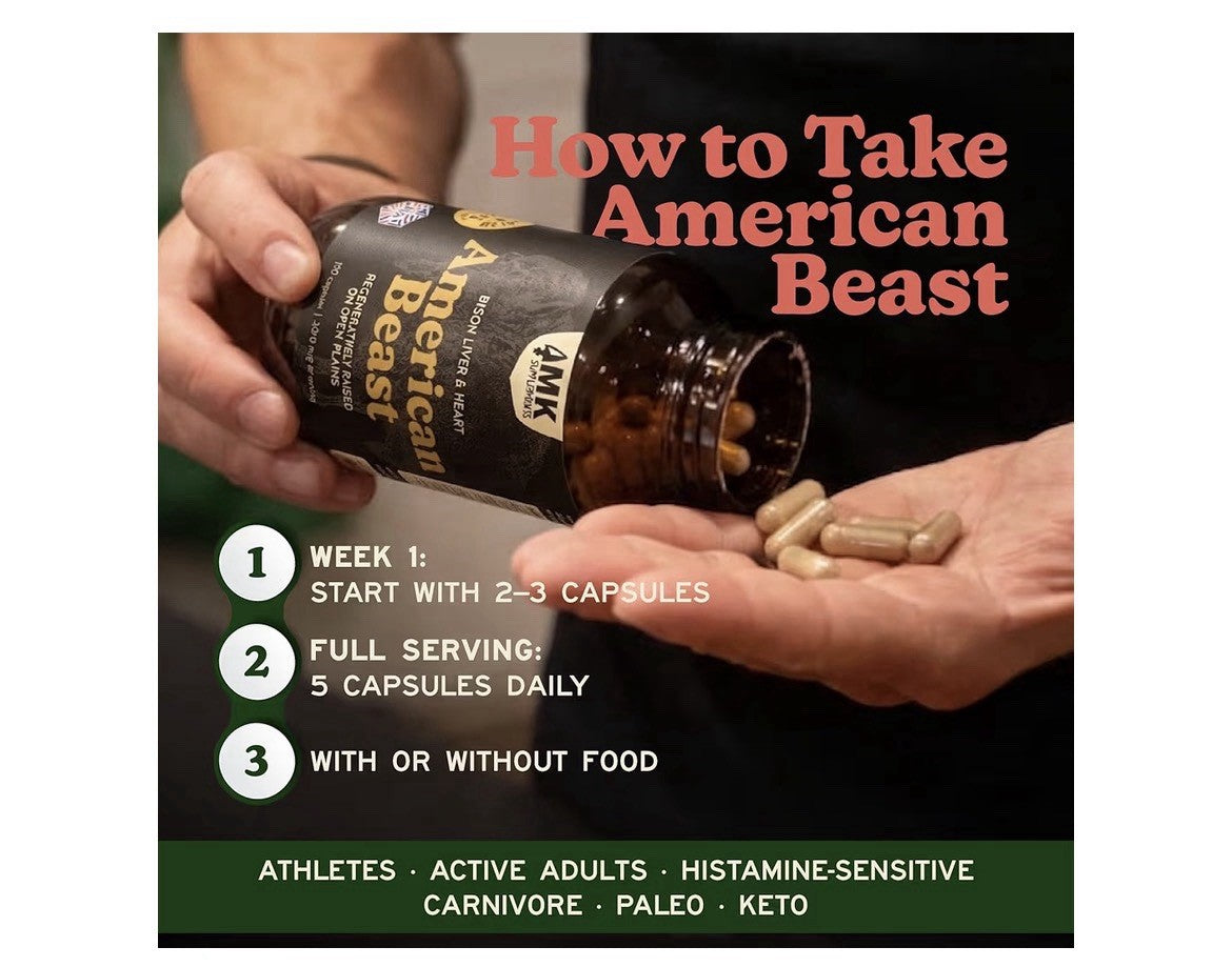 MK Supplements American Beast Bison Liver& Heart Organ Supplement Athletes 150ca