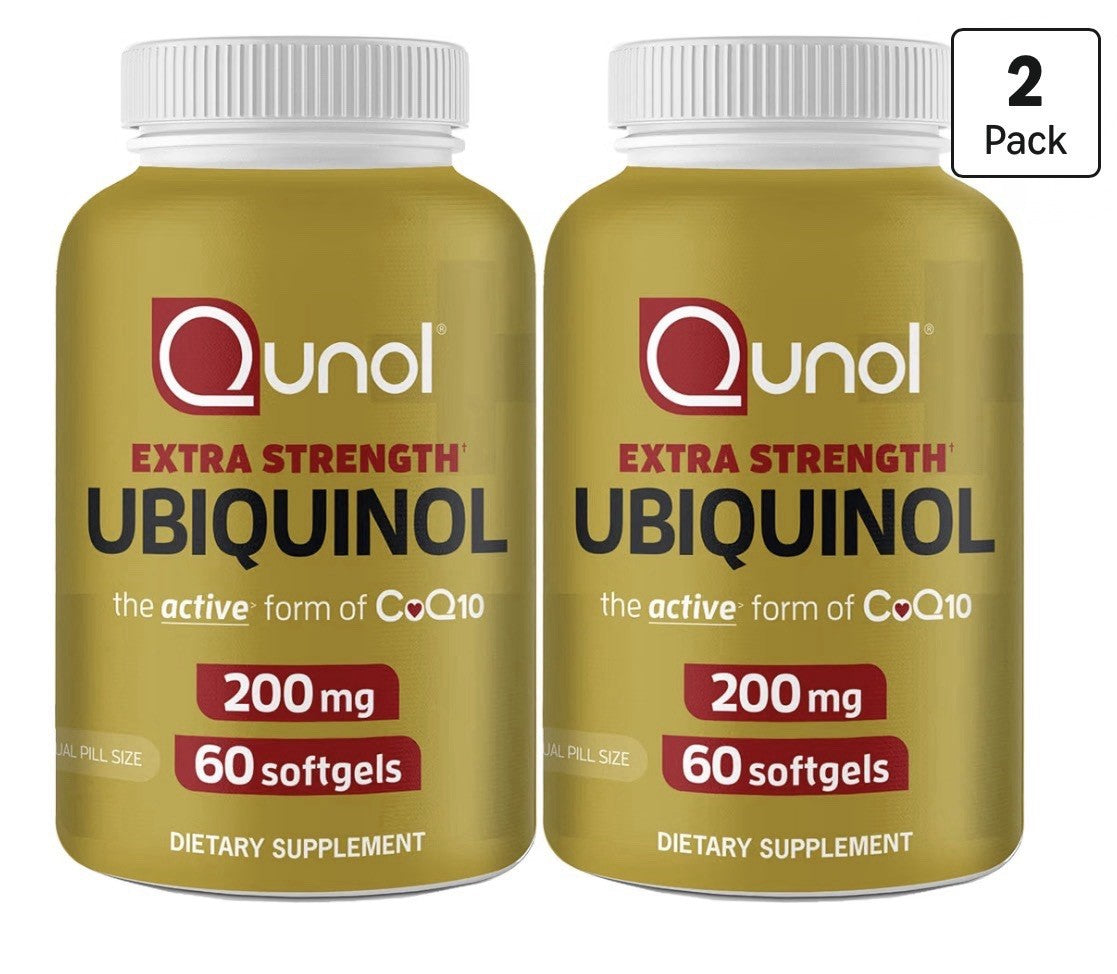 2 Pack Qunol Extra Strength Ubiquinol CoQ10 200mg Heart Vascular Health Energy