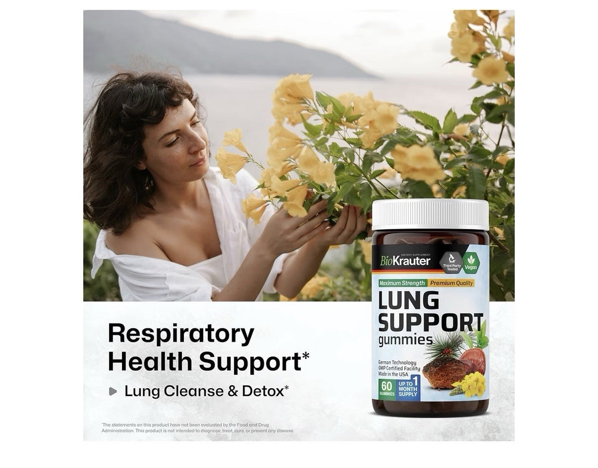 BIO KRAUTER Lung Support Gilummies Detox Respiratory Support 60 Mullein Gummies