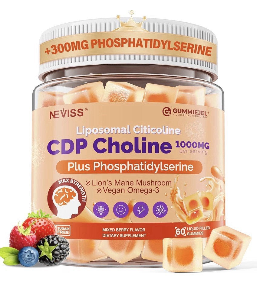NEVISS Citicoline CDP Choline 1000mg Plus Phosphatidylserine 60 Gummies