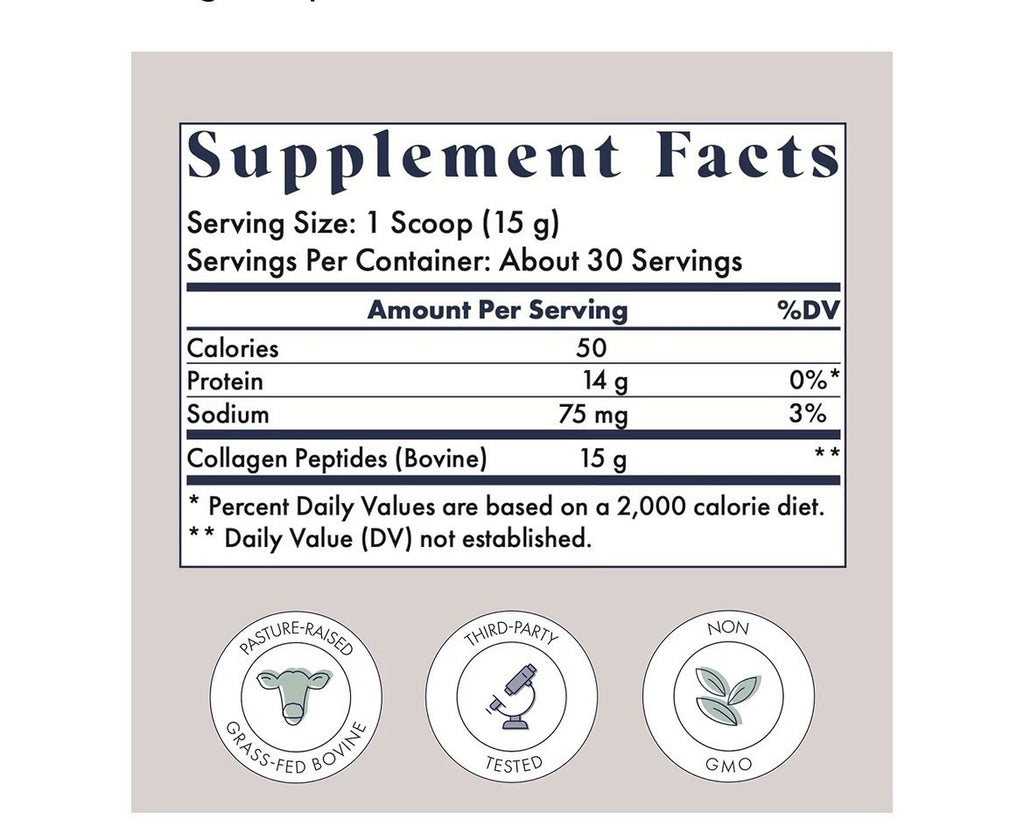FullWell Collagen Peptides Powder Unflavored Skin Tissue Elasticity Support 30sr