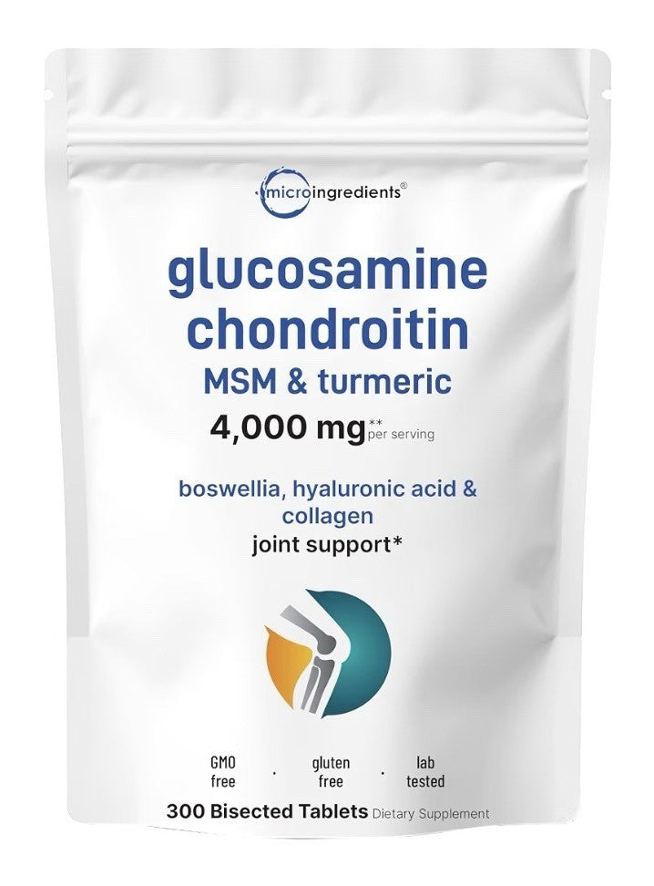 Micro Ingredients Glucosamine Chondroitin MSM Turmeric 4000mg Per Serving 300Tab