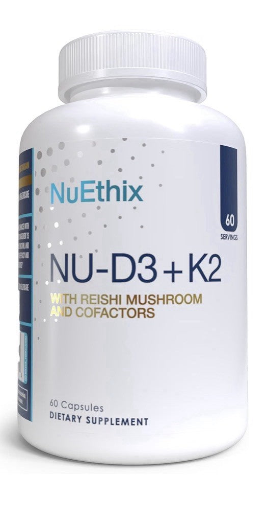 NuEthix Formulations NU-D3 + K2 With Reishi Mushroom And Cofactors 60 Capsules