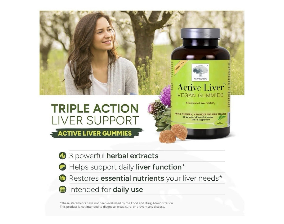 3 Pack NEW NORDIC Active Liver Vegan Gummies Helps Support Liver Function
