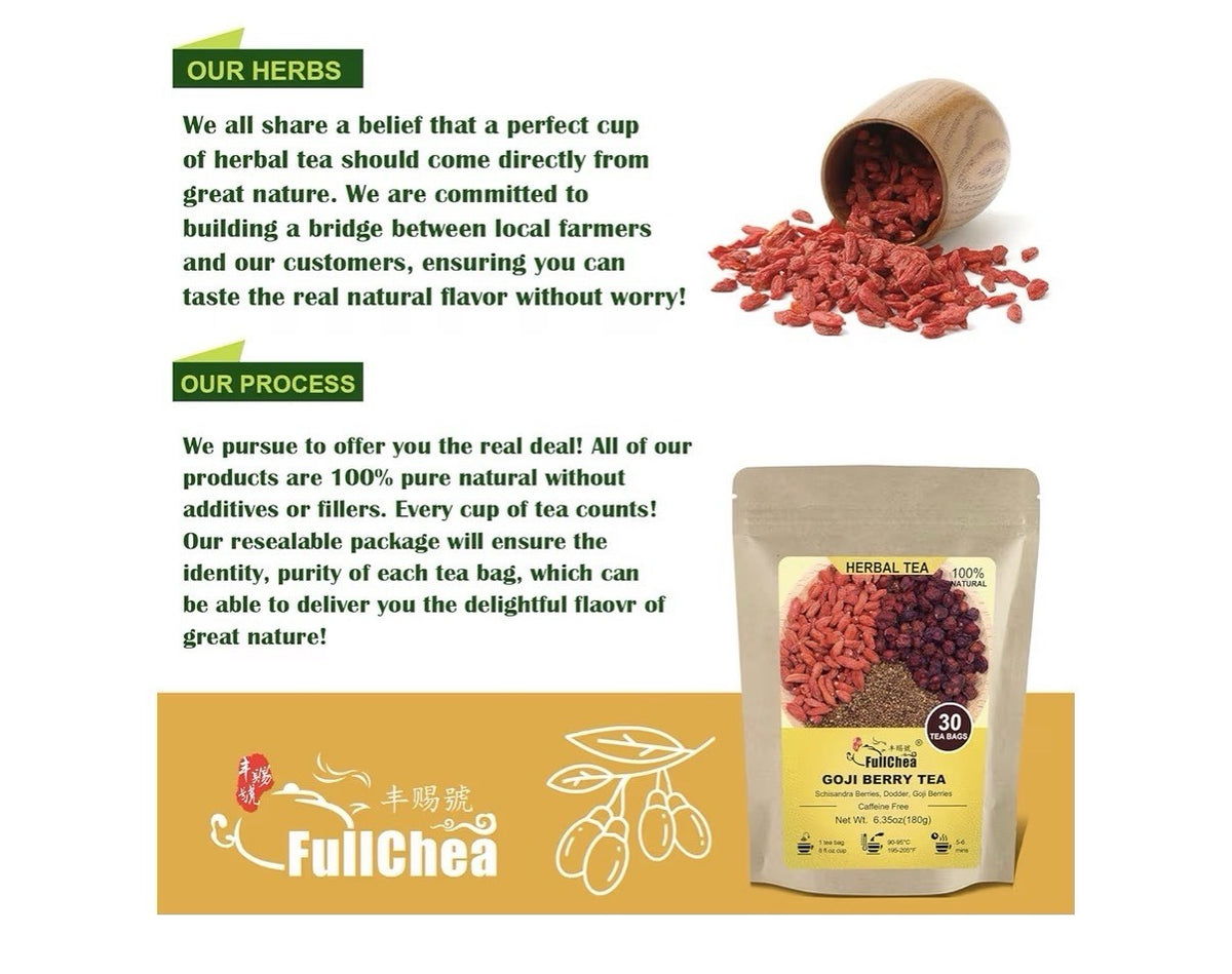FullChea Goji Schisandra Berries 30 Tea Bags For Men Supports Kidney Health