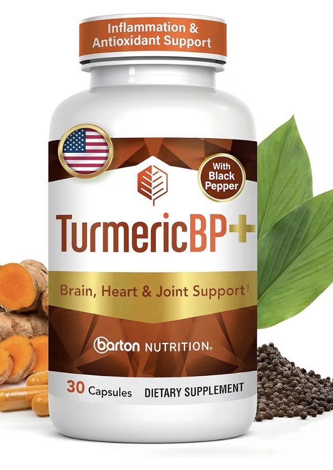 Barton Nutrition Turmeric BP+ Root Extract, Black Pepper Brain Heart Joint 30Cap