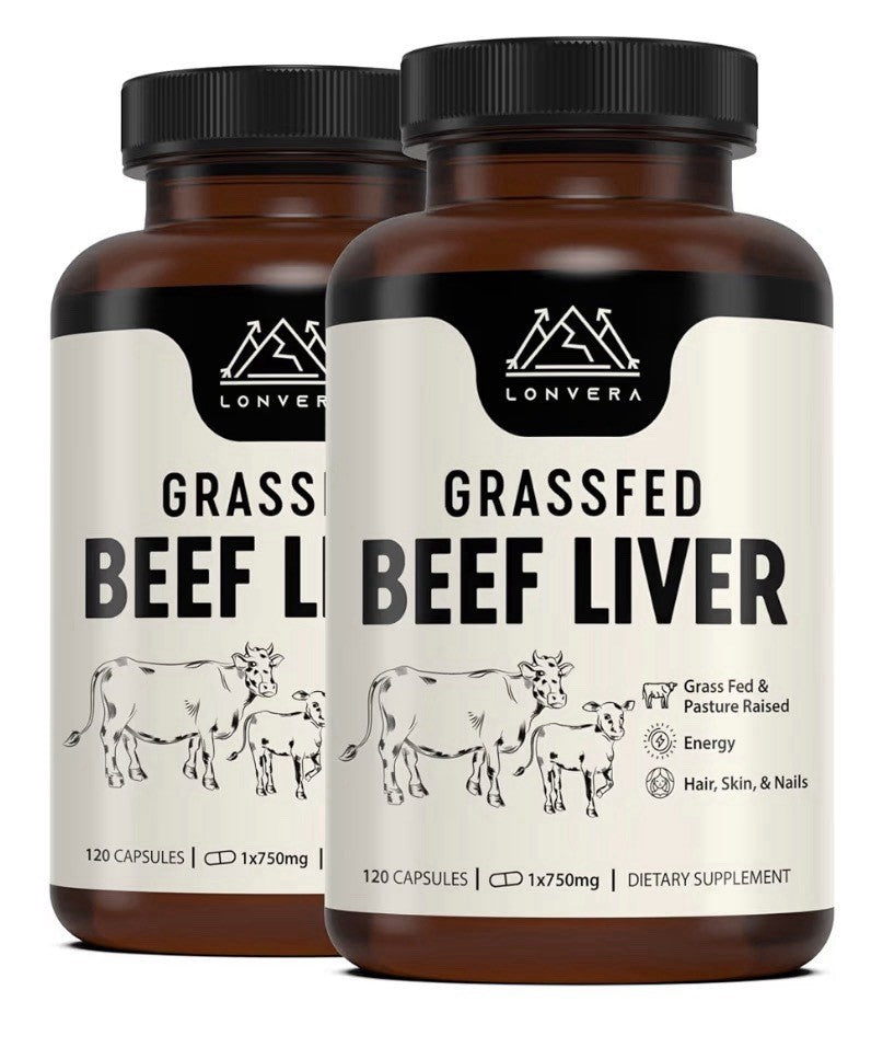 2 Pack Lonvera Grass Fed Beef Liver Pasture Raised Energy Hair Skin Nails