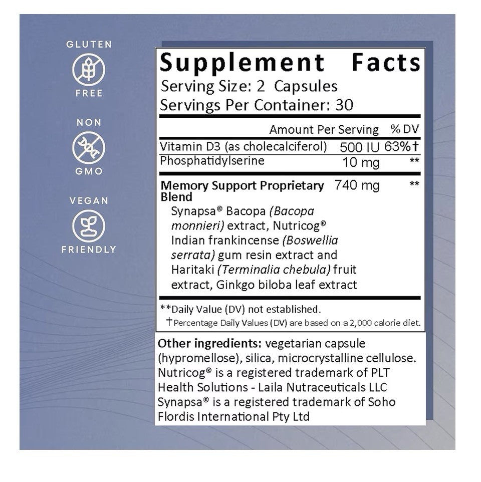 EcoNugenics Memory Boost Brain Health Cognitive Function Clearer Thinking 60caps