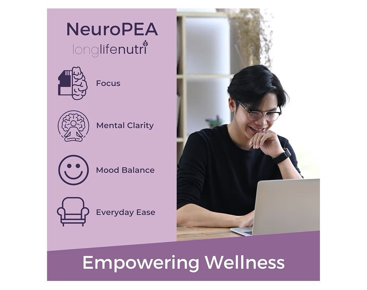 LongLifeNutri NeuroPEA PEA + Luteolin Formula Palmitoylethanolamide 180 Capsules