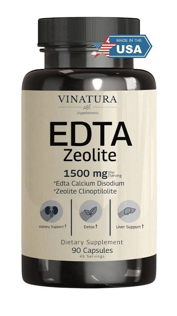 VINATURA EDTA Zeolite 1500mg Calcium Disodium Zeolite Clinoptilolite 90 capsules