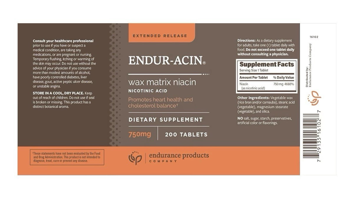 ENDUR-ACIN Wax Matrix Niacin Nicotinic Acid Heart Health Cholesterol Balance