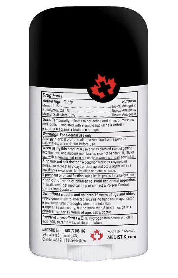 6 Pack MEDISTIK Pain Relief Stick Extra Strength Backache Arthritis Joint Pain