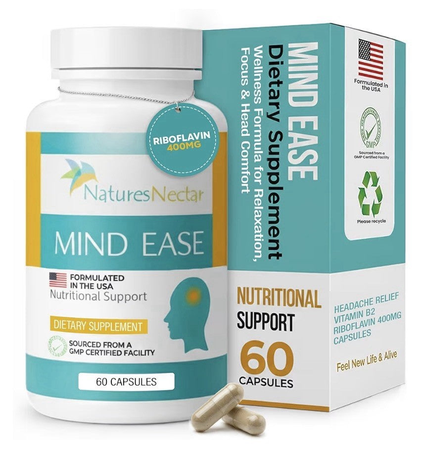 Nature's Nectar Mind Ease Migraine Prevention Feverfew Nutritional Support 2Pack