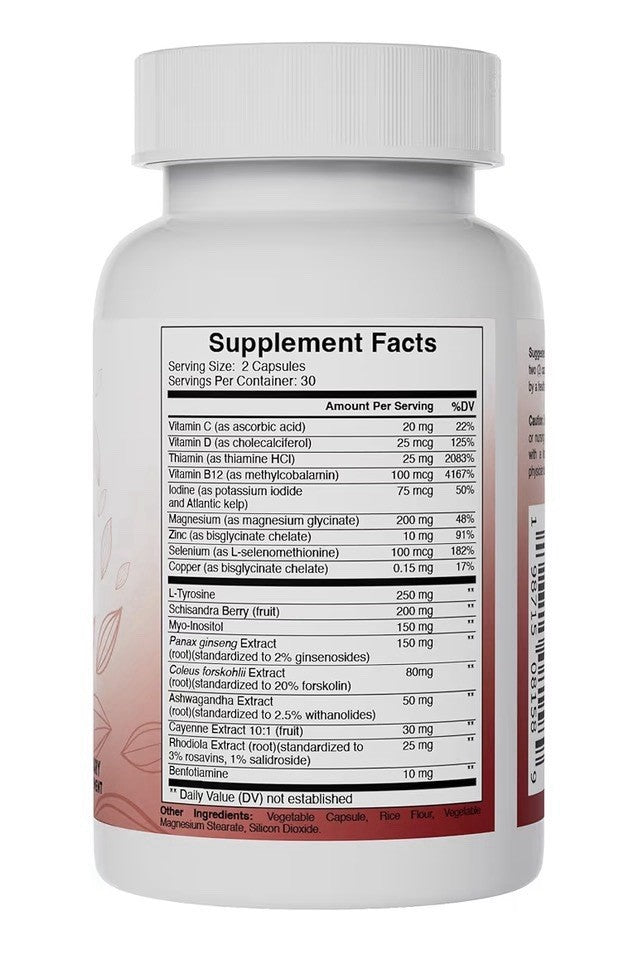 Pure Peak Thyroid Support Supplement Metabolic Function Energy Focus Mood 60caps
