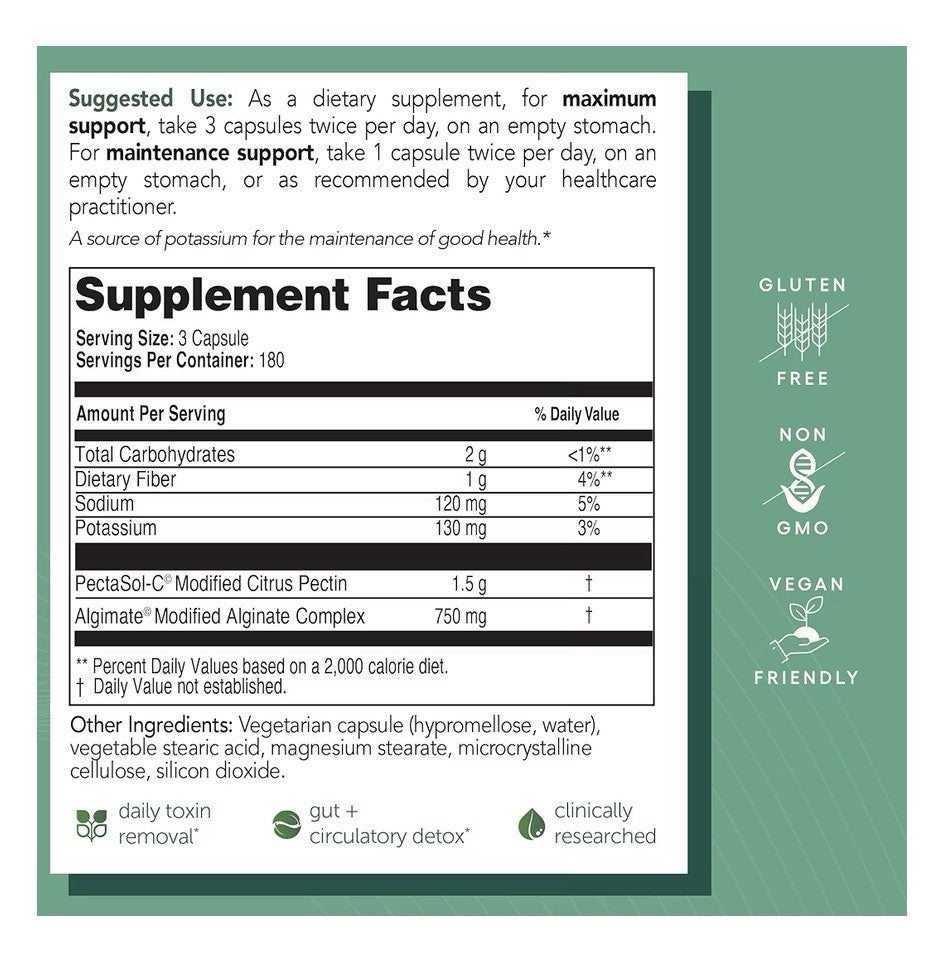 EcoNugenics PectaClear Detox Supplement for Toxic Metal Cleanse Repair 180 Caps