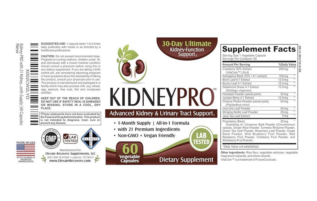 KidneyPRO Advances Kidney & Urinary Tract Support Supplement Women & Men 60 Caps