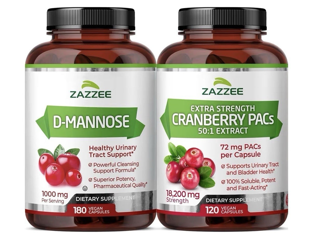 Zazzee Ultimate Urinary Tract Support Bundle D-Mannose Plus Cranberry Extract