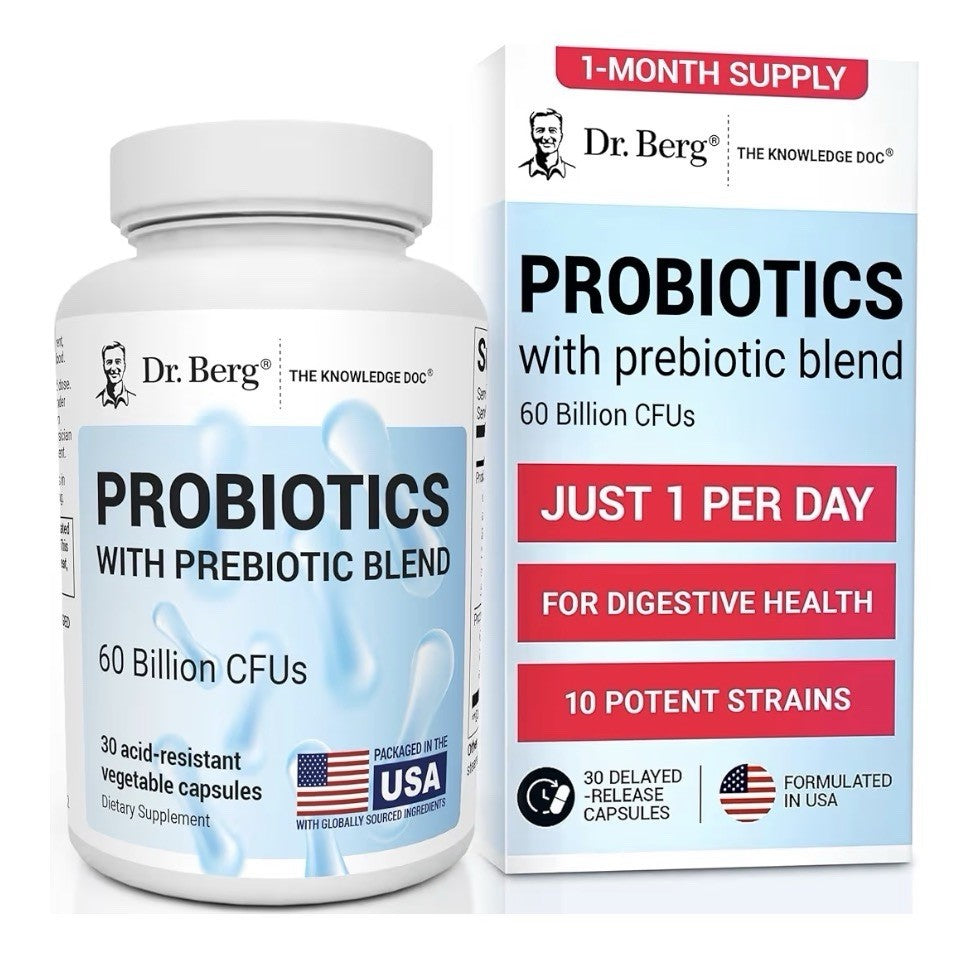 Dr. Berg Probiotics Probiotic Blend 60 Billion CFUs  For Digestive Health 30caps