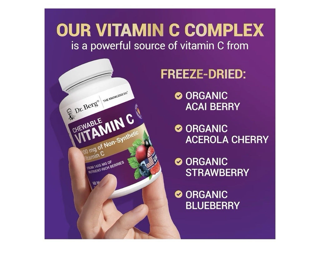 Dr. Berg Chewable Vitamin C Complex Made with Organic Non GMO Berries 60chewable
