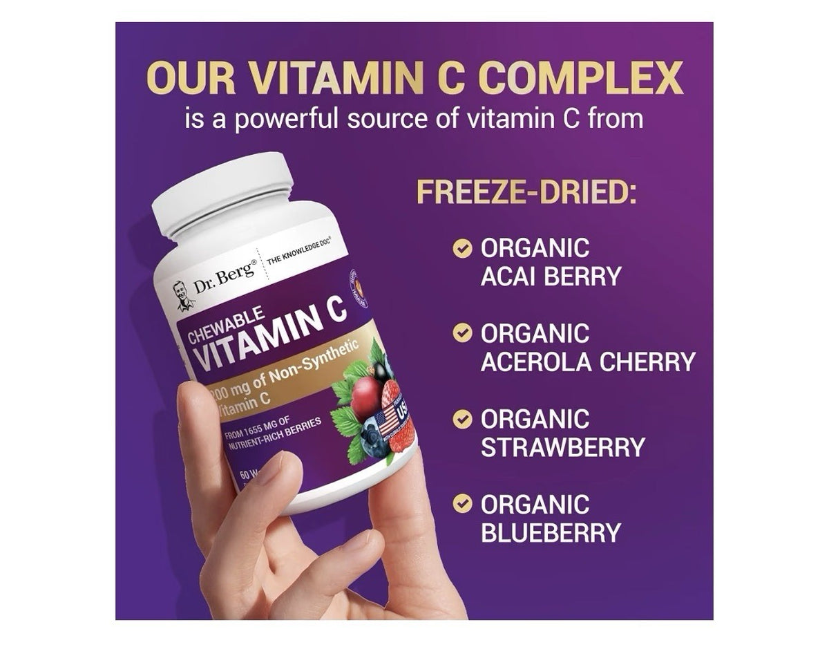Dr. Berg Chewable Vitamin C Complex Made with Organic Non GMO Berries 60chewable