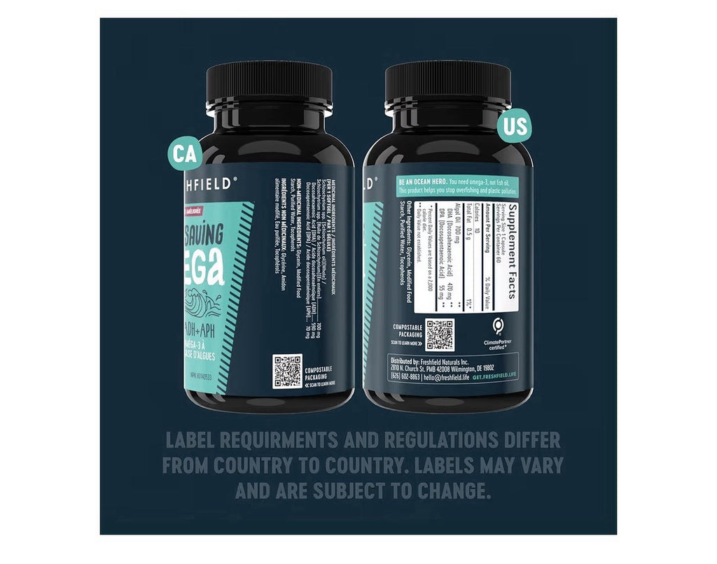 Freshfield Omega 3 Algae Based DHA + DPA Ocean Saving 120 Vegan Capsules